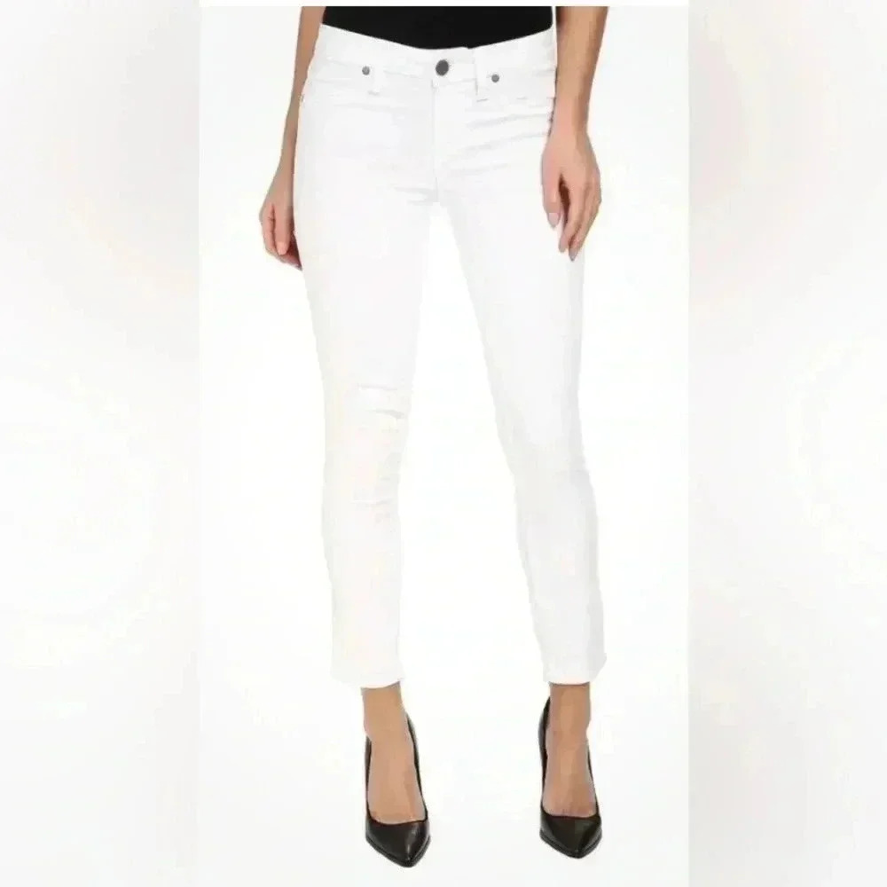 Woman PAIGE White Verdugo Crop Skinny Stretch Denim Jeans Sz 25 EUC